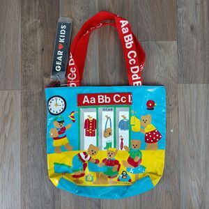 Vintage‎ 1987 Gear Kids Pyramid Bags Multicolor Bears School Print Vinyl Tote